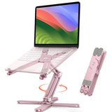 OMOTON LA10 360° Rotating Laptop Stand Riser Foldable for Desk, Pink