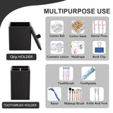 Black Bathroom Accessories Set Resin 6PCS, Square Toothbrush Holders Set Complete with Soap Dispenser, Vanity Tray, Tumbler, Cups and Cotton Swab Jars for Counter, Sink or Small Spaces