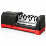 4-Stage Electric Knife Sharpener, Heavy Duty Knife Sharpener with 20° Precision Angle for Straight, Serrated & Ceramic Knives, 100% Diamond Abrasive, Resin Polishing