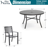 PHI VILLA 7 Pcs Outdoor Dining Set, 54" Round Table& Stackable Chairs