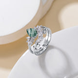 1.5 ct Moss Agate Engagement Ring Set Teardrop shape Moss Agate Wedding Ring Set Gold For Valentines day Chirstomas (white gold)