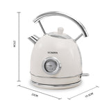 VEMIYA Retro Electric Kettle 1.7L – Stainless Steel Tea Kettle with Premium Gloss Finish, Fast Boiling, Auto Shut-Off & Boil-Dry Protection – Vintage Electric Water Boiler for Kitchen (Ivory White)