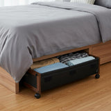 Under Bed Storage with Wheels, 25.6 x 18.1 x 7.1 inch Underbed Containers, Underbed Shoes Organizer with Lockable Wheels, Rol