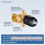 Airuida Shower Faucet Set with Tub Spout,Bathtub Faucet Set Complete,Round Rainfall Shower Head,Tub and Shower Trim Kit with Solid Brass Rough-In Valve,6 Inch-Matte Black