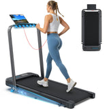 WELLFIT Folding Treadmill with Incline,320+ lbs Capacity Portable Treadmills with Handlebar, Under Desk Treadmill for Home Office,Low Noise Walking Pad