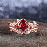 Oseew Garnet engagement ring sets(Garnet)