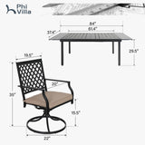PHI VILLA 9 Pieces Outdoor Dining Set, Expandable Metal Table (64"-82") and 8 Swivel Dining Chairs – Perfect for Patio, Garden, Deck, Porch, and Yard, 9PCS Outdoor Dining Set Style 2