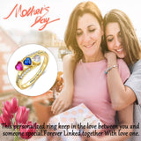 Oseew 10k gold mother Ring Personalized 10K White Gold 3 Birthstones Rings Mother's Ring 10k solid Gold 3 Birthstones Rings 14k gold for Mom Jewelry 18K yellow gold Personailzed 3 Birthstones Rings