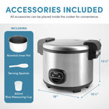 60-Cup (Cooked) (30-Cup UNCOOKED) Commercial Rice Cooker, Stainless Steel Exterior (ARC-1130S), Silver AROMA