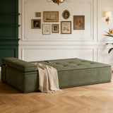 DinaiteEain 79" Convertible Sofa Bed, Modern Upholstered Fabric Sleeper Sofa with Solid Wood Frame & High-Density Foam, Folding Futon Couch for Living Room, Apartment or Guest Room, Green