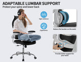 TRALT Ergonomic Office Chair - Desk Chair with Wave High Back Adjustable Lumbar Support Computer Chair - Gaming Chairs Mesh Backrest and PU Leather Seat for Home Reading Chairs to Adults (Black White)