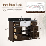 DELUXE LIVING 48" Bathroom Vanity with Sink, Fully Assembled, Walnut