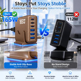 Newdarren 165W Charging Station, 6 Port Desktop Charger, 3 Ports 40W Brown