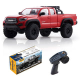 FMS 1/24 FCX24MS Toyota Tacoma S RC Crawler, Officially Licensed RC Truck 2 Speeds Switch with LED Lights, Off-Road RC Model for Adults (Red)