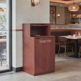 Restaurant Trash Can Cabinet, Commercial Trash Cans 32 Gallon Wooden Trash Can and Garbage Receptacle with Tray Holder, Door, Large Trash Bin for Restaurant, Cafeteria, Kitchen, Shop, Mahogany