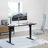 Electric 60 x 24 in Standing Desk, Memory Height Adjustment, 1B Series, Holds 220 lbs, One-Piece Black Top, Black Frame
