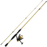 Fishing Rod and Reel Combo - 2pc Strike Series Medium Action 78-Inch Spinning Reel Fishing Pole - Fishing Gear for Bass and Trout by Wakeman (Gold), 6.5 feet Wakeman