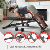 Finer Form Multi-Functional FID Weight Bench for Full All-in-One Body Workout – Hyper Back Extension, Roman Chair, Adjustable Ab Sit up Bench, Incline Decline Bench, Flat Bench FF Finer Form