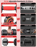 Fit Sir Adjustable Dumbbell Set, 10-in-1 25LB Ajustable Dumbbells with Safe Locking System, Enclosed Storage Tray, 1 Sec Fast Adjustment, Comfortable Non-Slip Textured Grip, Suitable for Home Gym Workouts Men and Women