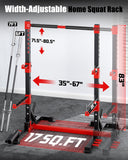 YOLEO Squat Rack with Adjustable Pull-Up Bar & Extended Safety Arms, 35"-67" Width, Fixed 83” Frame Height, Pull-Up Bar Height 71.5"-80.5", Fits 6FT & 7FT Barbells