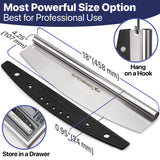 KitchenStar 18-Inch Pizza Cutter Rocker Blade - Sharp Stainless Steel Slicer Knife, Protective Cover, Dishwasher Safe, Extra Large - Commercial Pizza Oven Accessories