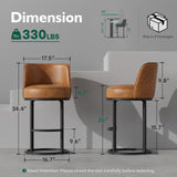 Ollega 26" Brown Counter Height Bar Stools Set of 4, Anti-Pinch Swivel