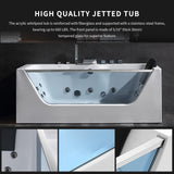 Empava 59 in. Acrylic Alcove Whirlpool Bathtub - Hydromassage Rectangular Jetted Soaking Tub with Center Drain - Waterfall Faucet