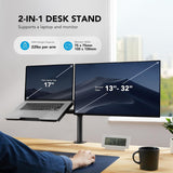Adjustable Monitor Stand, Single Arm Desk Mount for 32 inch Screen and 17 inch Laptop, Heavy Duty