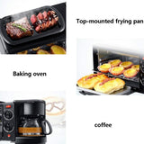 TXGJWRA Breakfast Maker Station - Multifunction 3 in 1 Machine with Mini Toaster Electric Oven, Frying Pan, and Sandwich Maker for Morning Meals at Home,Blue