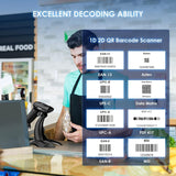 Eyoyo Handheld 2D&1D Bluetooth Barcode Scanner Wireless with Stand