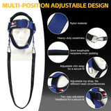 Fitness Neck Head Harness Trainer, Adjustable Chin Strap and Head Harness Strength with Nylon Tether, Neoprene Neck Workout Exerciser for Weight Lifting, Home and Gym Use, Blue