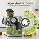 WETIE Cold Press Juicer, Powerful Juicer Machines with Adjustable Juicing Pressure, 99% High Juice Yield, Quiet Slow Masticating Juicer
