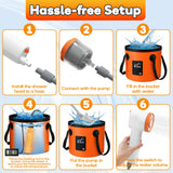 Portable Camping Shower, Camping Shower Pump with Filter, Shower Head with LED Light, Immersion Heater, Foldable Bucket, Summer Beach, Outdoor Camp Showering, Hiking, Pet Bath, RV Car Wash,Water Plant