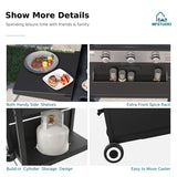 MFSTUDIO Flat Top Grill with Ceramic Coated Cast Iron Griddle, 3-Burner Propane Gas BBQ Griddle Grill, Outdoor Barbecue Grill,33,000 BTU,Black