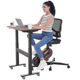 HitGo Home Office Fitness Bundle: Under Desk Exercise Bike Chair & Height Adjustable Mobile Standing Desk, 330LBS Capacity, 8-Level Resistance, Pneumatic Sit Stand Desk with Wheels for Home Office