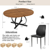 Extendable Round Dining Table Set for 6 People, 43.3"-59" Extendable Kitchen Table with 6 Upholstered Chairs