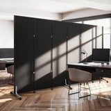 6 Panel Wooden Room Divider with Wheels, Large Office Partitions 100"x71"