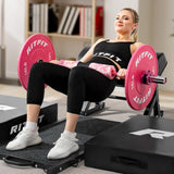 RitFit Barbell Weight Set - 4/6FT Olympic Barbell with Weight Plates (55-115LB Total) - Weightlifting Equipment for Squats, Curls, Deadlifts, Presses, Hip Thrusts 4FT Pink Bar with 85LB Plates