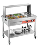 VEVOR 6-Pan Commercial Food Warmer, 6 x 1/2 Pans Electric Steam Table, 1500W Professional Buffet Catering Food Warmer with Shield Undershelf Wheels, Stainless Steel Server for Party Restaurant