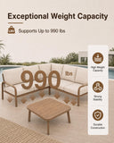 YURDAFY L-Shaped Aluminum Patio Furniture Set with Coffee Table, Outdoor Sectional Sofa with 4.8" Thick Cushions, Modern Patio Conversation Set for Backyard, Porch & Balcony, Beige