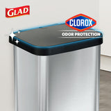Stainless Steel Step Trash Can with Clorox Odor Protection | Large Metal Kitchen Garbage Bin with Soft Close Lid