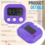 Leumoi 24 Packs Small Digital Kitchen Timer with lanyards Magnetic Back and Switch Minute Second Count up Countdown Big LCD Display Loud Alarm for Teacher Cooking Baking, Colorful