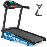 THERUN Incline Treadmill, Treadmills for Running and Walking, 300 lbs Weight Capacity Folding Treadmill with 0-16% Auto Incline