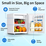 DOGHLY 1.7 Cu.Ft Mini Fridge with Freezer, Single Door Compact Refrigerator with 7 Adjustable Thermostat, Low Noise, Removable Shelf, Small Refrigerator for Dorm, Office, Bedroom, White