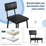 IDEALHOUSE Bar Stools Set of 6 w/Back & Footrest, Counter Height Bar Stools Set of 6 with Thick Cushion & Thickened Metal Legs, Upholstered Counter Height Bar Stools for Island, Counter Bar, Black