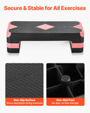 VEVOR Aerobic Exercise Step Platform, 28-Inch Workout Aerobic Stepper, Height Adjustable Fitness Training Step Deck Trainer with 4 Risers, Non-Slip Surface Bench for Home Gym Cardio Strength, Red
