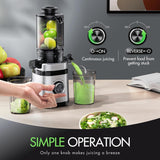 EILKOS Juicer Machines, Cold Press Juicer with Wide Feed Chute, Slow Masticating Juicers for Whole Vegetables & Fruits, High Juice Yield, Easy to Clean, Large Auger, Light Silver