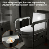 Heavy Duty Toilet Safety Rails for Seniors (665lbs), Adjustable LED Toilet Safety Frame with Handles for Elderly, Foldable Handicap Toilet Aid Support for Most Toilets, Stand Up Assist