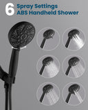 gotonovo 2 Handles Tub Shower Faucet Set,Bathtub Faucet Set with 6 Modes Handheld Spray Shower System with Tub Spout,Shower Head and Handle Set Shower Fixture Wall Mount Matte Black