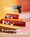 Vanzhou Mini Massage Gun Deep Tissue, Portable Handheld Massage Gun for Muscle Recovery, Quiet Percussion Massager with 9 Heads, USB-C Rechargeable Massage Gun for Travel, Gym & Office, Matte Black